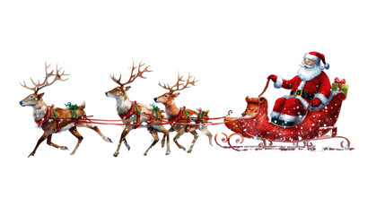 Santa Claus with reindeer on a transparent background © Krtola 