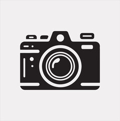 Camera silhouette vector on a white background