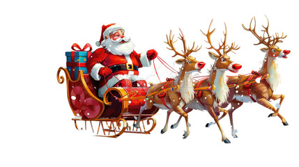 Santa Claus with reindeer on a transparent background