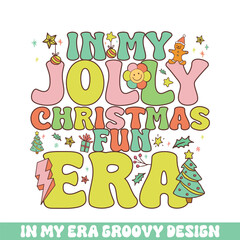In my jolly Christmas fun era groovy retro, Merry Christmas retro designs