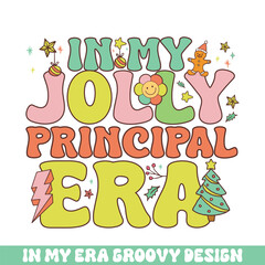 In my jolly principal Christmas era groovy retro, Merry Christmas retro designs