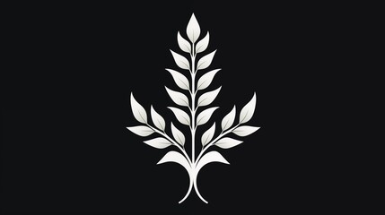 Fototapeta premium Monochrome Stylized Tree Emblem with Leaves Design