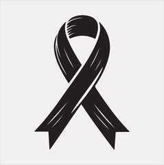 Cancer Ribbon silhouette vector on white background cancer awareness. Symbol healthcare