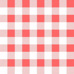 Gingham seamless pattern.Checkered tartan plaid repeat pattern with twill weave in red.Geometric vector illustration background wallpaper.
