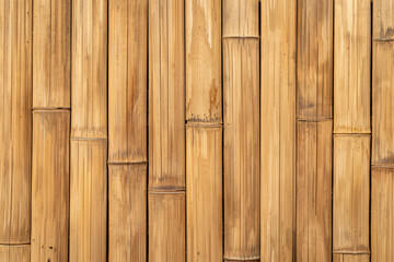 Bamboo wood background, light brown in color, vertical lines of bamboo texture shown close-up from a top view with high resolution and quality details.