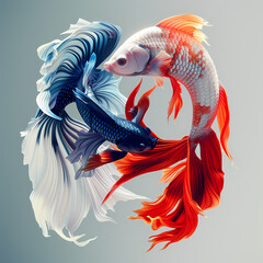 Fototapeta premium 3D fighting fish in white background vector image