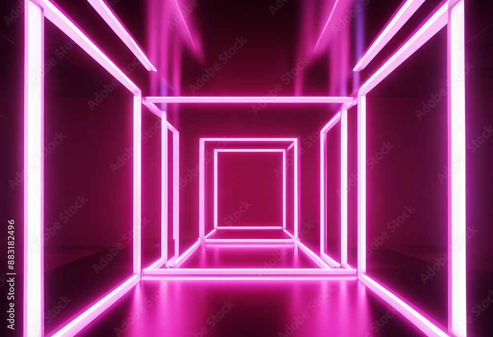 Poster three dimensional neon background olated square minimal stage view abstract levitating copy 3d laser