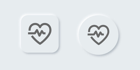 Heart beat line icon in neomorphic design style. Health signs vector illustration.