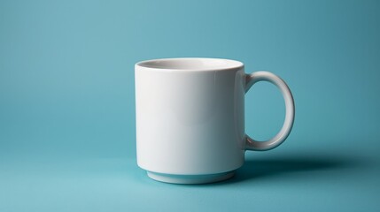 Fototapeta premium Plain white coffee mug isolated on a solid color background, ready for custom logos or artwork.,