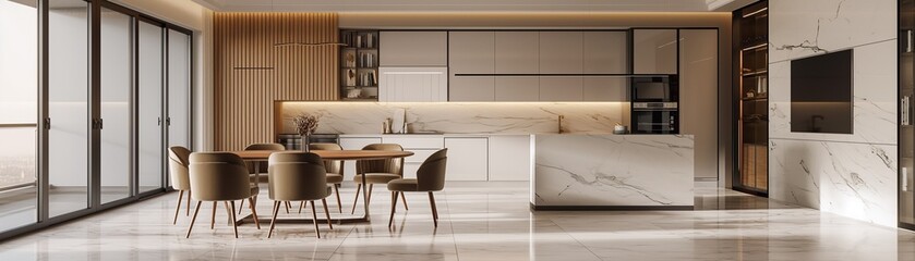 A Minimalist Kitchen Room Interior. 
