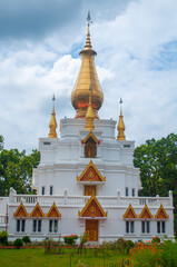 Fototapeta premium Buddhist temple at Nobo Shalbon Bihar (New Shalbon Bihar), Kotbari, Cumilla, Bangladesh. It has been built on about two and a half acres of hilly land in the Kotbari area of Cumilla.