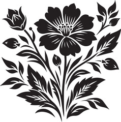 Delicate Flower Silhouette: A Stunning Outline of Nature's Beauty, Capturing the Grace and Elegance of Blossoms in Soft, Flowing Contours, Symbolizing Growth, Renewal, and Natural Harmony