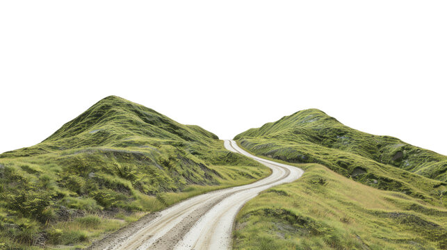 road through a green landscape on a transparent background - Powered by Adobe