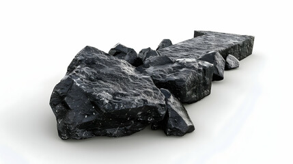 Fototapeta premium Stable Coal Commodity Value Concept with 3D Flat Icon and Horizontal Arrow Symbolizing Coal Symbols on Whimsical Background for TextGraphics Isolated White Background