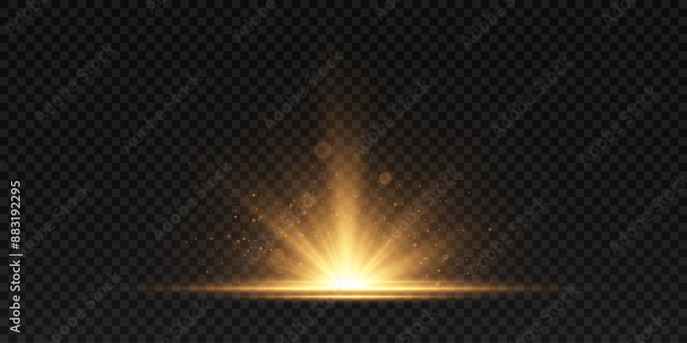 Poster abstract glowing golden vertical lighting lines on a dark background. bright light explosion of sun 