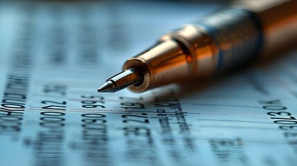 Fototapeta premium a close up of a pen on top of a piece of paper.