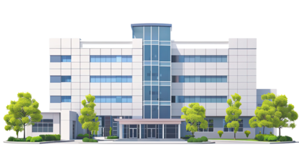Hospital building on transparent background