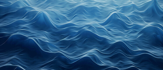 Fototapeta premium Elegant, undulating blue waves in a tranquil, abstract oceanic motif, suggesting calmness and fluidity.