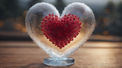 Fototapeta premium Heart shape for Love concept, Valentine's Day concepts. love symbol, concept for Valentine's Day, wedding etc. Heart elements for love concept design. AI generated image