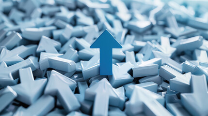 Upward Blue Arrow Standing Out Among Many Arrow 