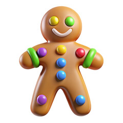 Obraz premium Cheerful 3D gingerbread man in festive detail. Whimsical Christmas cookie character 