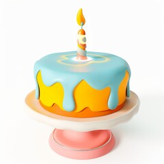 Vibrant Birthday Cake on White Background, Perfect for Celebrations Generative AI