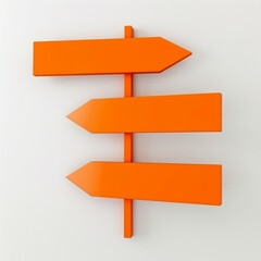 Directional Sign in Bright Orange on White Background Generative AI