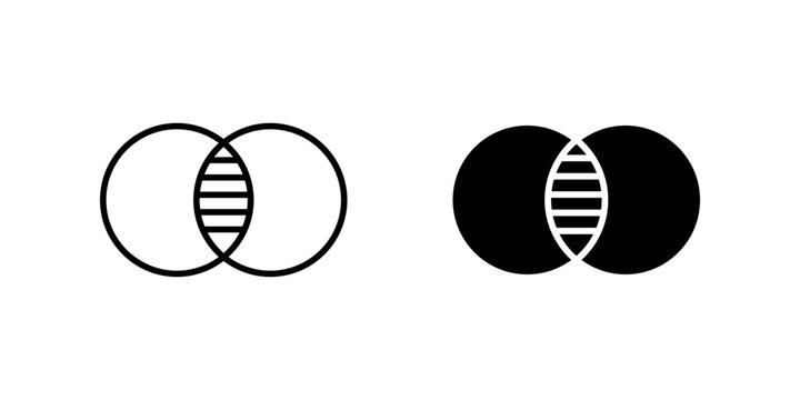 Venn diagram 1 Icon Symbol isolated white background. vector illustration. color editable.mpan