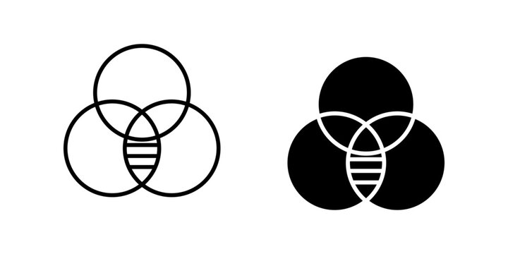 Venn diagram 2 Icon Symbol isolated white background. vector illustration. color editable.mpan