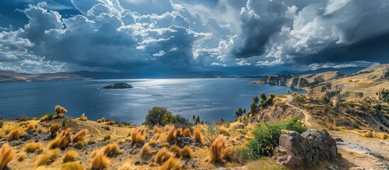 Lake Titicaca Panorama Under Dramatic Sky