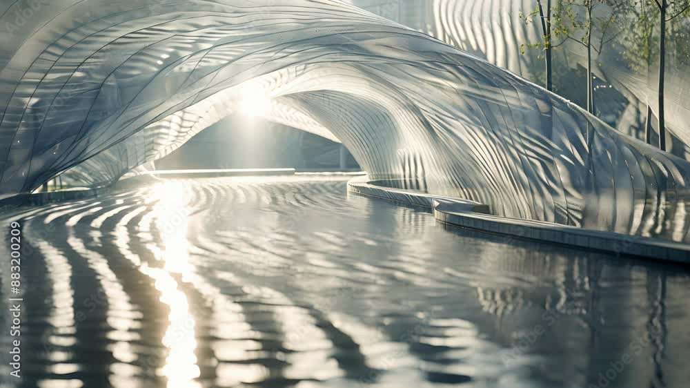 Poster as the fabric swirls around the bridge it creates a sense of motion and energy as if the bridge itse