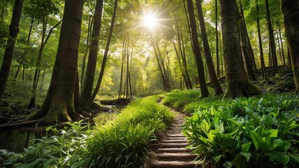 Obraz premium Sunset in forest