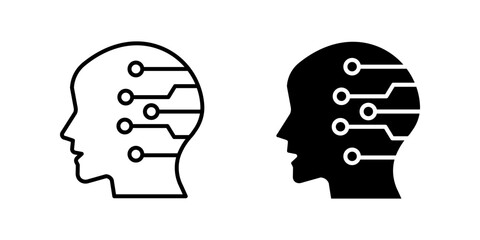 Artificial Intelligence Icon set. Symbol isolated on white background. vector illustration. color editable.