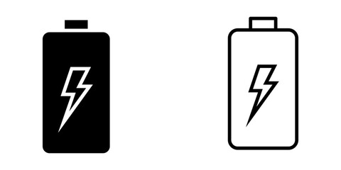 Battery 1 set Icon Symbol isolated white background. vector illustration. color editable.