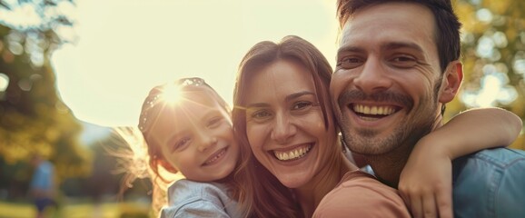 A cheerful young family, their faces filled with love and joy