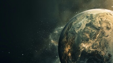 Obraz premium This image offers an impressive partial view of Earth, highlighting its detailed topographical features, with swirling clouds and a glimpse of the magnificent cosmos bracketing the edges.