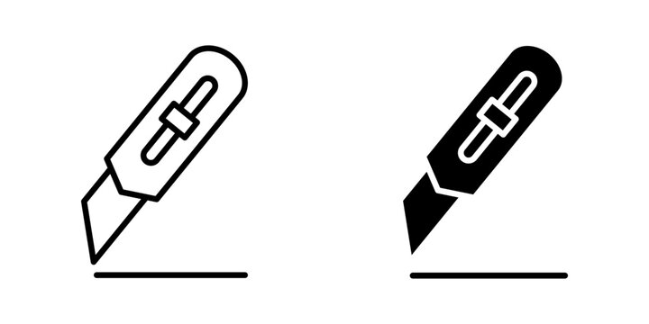 Cutter knife  Icon set. Symbol isolated on white background. vector illustration. color editable.
