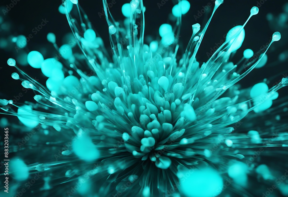 Poster blend teal shape layout negative generative ai copy space ethereal blooming olated design abstract b