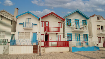 Costa nova Colorful striped fishermen's houses or palheiro in Costa Nova, Aveiro