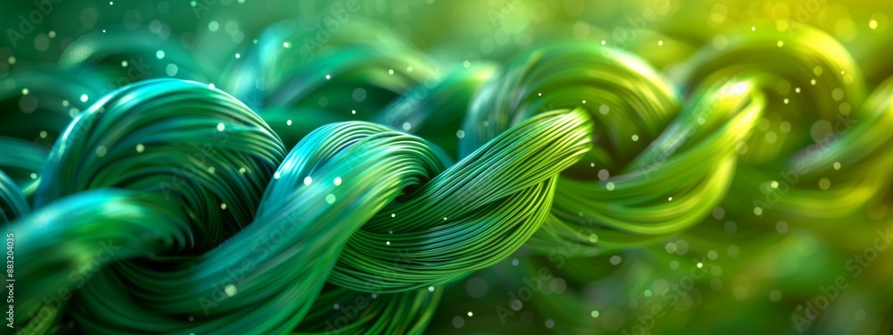 Poster tangled electrical wires: a chaotic bundle of tangled green color electrical wires, emphasizing the 
