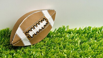 sports and competition paper origami concept of an American college high school junior striped or NFL football pigskin isolated on white background with copy space