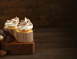 mini cake with berries and whipped cream