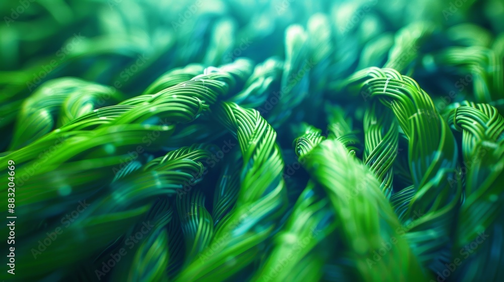 Poster tangled electrical wires: a chaotic bundle of tangled green color electrical wires, emphasizing the 