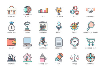 Set of bussiness people icons vector illustration. icons bundle isolated on white background.