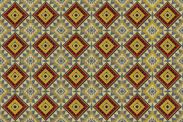 Navajo tribal vector seamless pattern. Native American ornament. Ethnic South Western decor style. Ikat Boho geometric ornament. Vector seamless pattern. Mexican blanket, rug. Woven carpet