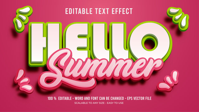 hello summer editable text effect