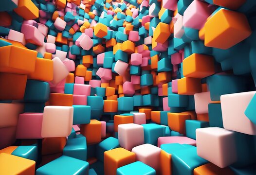 abstract colorful geometric composition cube red cubes ometric render three dimensional background design 3d