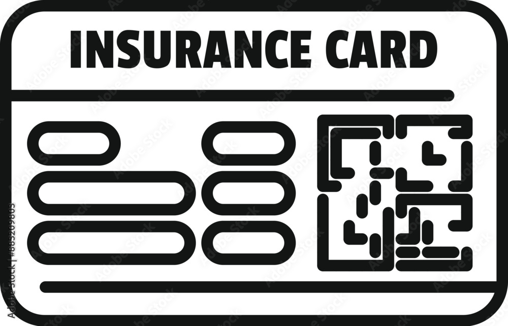 Poster simple icon of an insurance card showing health coverage with a qr code