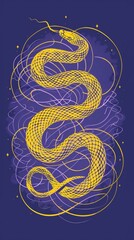 Obraz premium Retro Snake Tattoo Design on Blue Background Generative AI