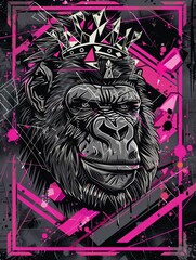 Obraz premium Fierce Gorilla Tarot Card Illustration for Spiritual Guidance Generative AI